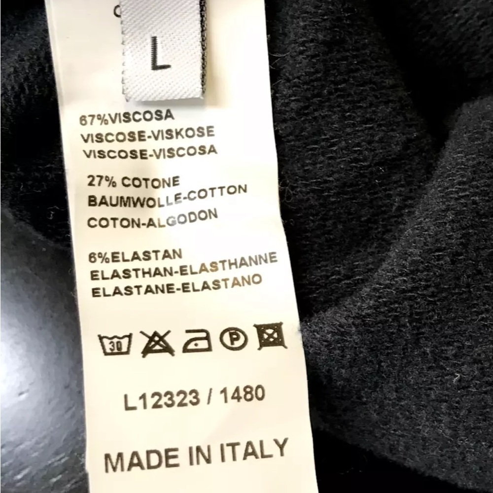 Les Copains Gym Black Knit Sweater Cotton Blend L Gold Embellished Logo Italy - Picture 2 of 11